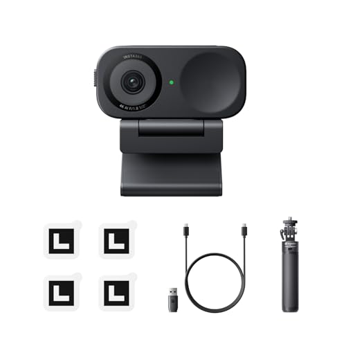 Insta360 Link 2C Stativ-Bundle Graphitschwarz - 4K Webcam für PC/Mac, 1/2' Sensor, Auto-Framing, HDR, Mikro mit KI-Geräuschunterdrückung, Gestestenkontrolle für Streaming, Videoanrufe, Gaming