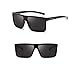 Produktbild No Name Ltd Herren-Sonnenbrille, quadratisch, polarisiert, Vintage, Retro, rechteckiger Wickelrahmen, Schwarz