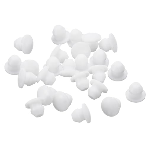 Image of uxcell 26 Pcs Silicone Plugs, Rubber Round Snap in Locking Hole Plugs for 4.5mm Hole, Hole Stoppers Waterproof Hole Plug for Metal Tube, Furniture End Caps Inserts, White