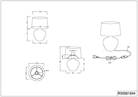 Reality Leuchten Lampa stołowa Lou R50961844, brązowy ceramiczny, abażur materiałowy, beżowy, bez 1 x E14, wysokość 25 cm