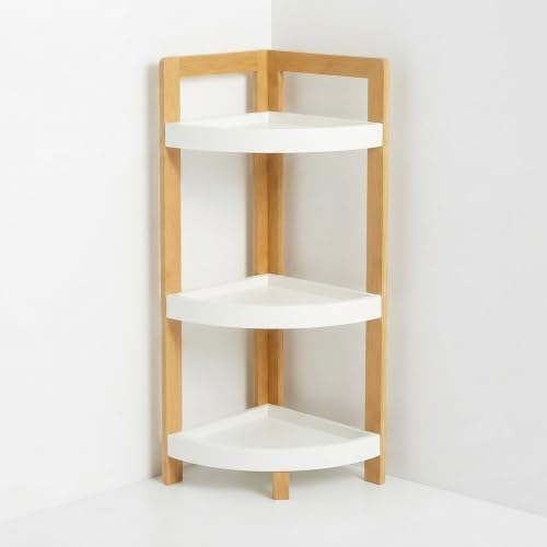Miniatura 7 de Estante Esquinero Relaxdays De Bambú, 3 Estantes Semicirculares, 77 X 23 X 23 Cm, Estantería Para Baño Y Cocina.