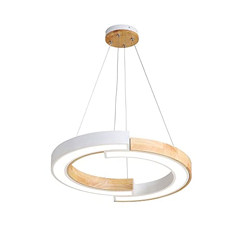 Lustre LED bois rond ZXQUEGF table à manger suspension style plage