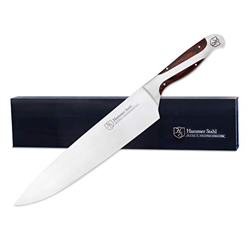 Hammer Stahl 10-Inch High Carbon Chef Knife | Versatile Cooking Knife for Chopping, Slicing & Precision Cutting | German Forged Sharp Kitchen Knife | Ergonomic Quad-Tang Pakkawood Handle & Gift Box