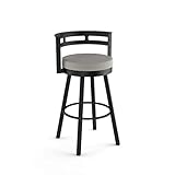 Amisco Render 30.63" Bar Height Swivel Stool - Taupe Grey Faux Leather/Black Metal