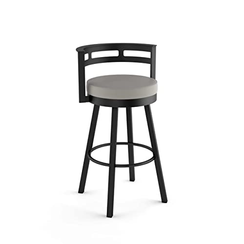 Amisco Render 30.63" Bar Height Swivel Stool - Taupe Grey Faux Leather/Black Metal