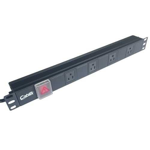 Cablix RPDU-AL0415K Unidad de Distribución de Energía Rack 1U 19" con 4 Tomas NEMA 5-15R, 15A 125V, Cable de 2 m, Carcasa de Aluminio, UL Listado miniatura 1