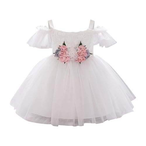 Toddler Kids Off Shoulder Tulle Pageant Dresses Puffy Wedding Bridesmaid Princess Party Gown Flower Girl Dress for 1-3 Years