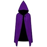 Dlala Kids Velvet Cloak Cape With Hooded for Halloween Christmas Cosplay Costumes ages3 to 16 (L(8-16years), Purple)