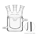 stonylab Doppelwandiger Reaktionskolben, Flachboden Reaktionsgefäß mit Doppelschicht und Drei 24/40 Standardanschlüssen, 250 ml