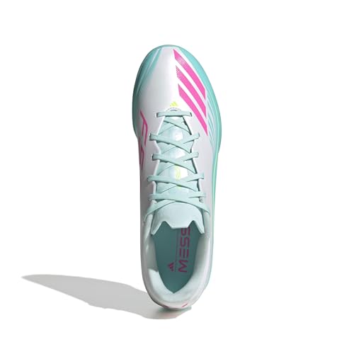 adidas Unisex-Adult F50 Messi League Turf, White/Lucid Pink/Flash Aqua, 7.5 - image 2