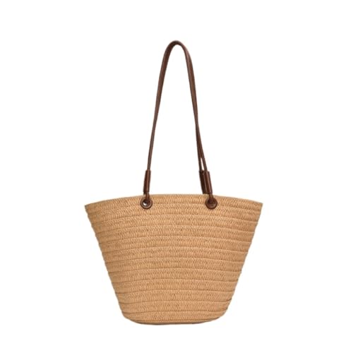 Bolso de paja tejido para mujer estilo Tote miniatura 1