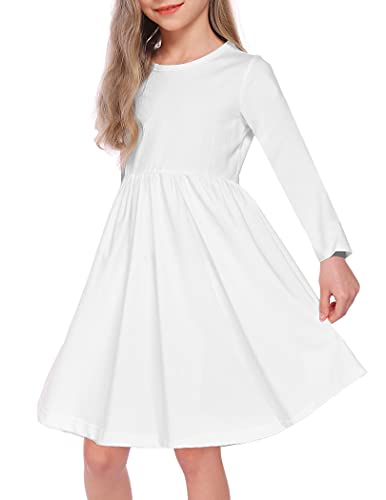 Girls Tie Dye Dress Clothes Kids Cotton Long Sleeve School Twirly Skater Dress Size 5-12 Years