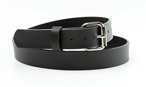 Genuine Leather Mens Heavy Duty Black Leather Belt 1 1/4