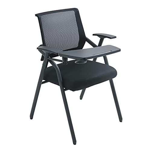 Silla de oficina plegable portátil con escritorio y soporte lumbar, silla de invitados de malla para uso doméstico y de oficina, diseño ligero y ahorra espacio