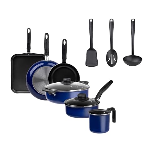 La mejor comparación de Juego de sartenes ekco , tabla con los diez mejores. 44 Ekco | Batería de Cocina Antiadherente 11 Piezas Color Azul, con Sartenes, Cacerolas con Tapa de Vidrio y Utensilios