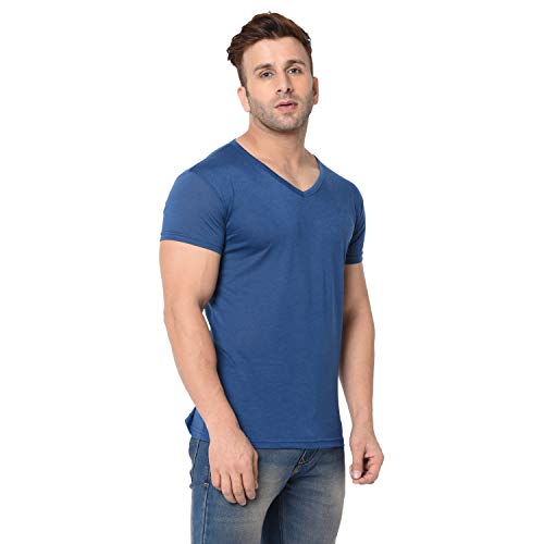 Image of Men's Cotton Blend Half Sleeve V Neck Tshirt