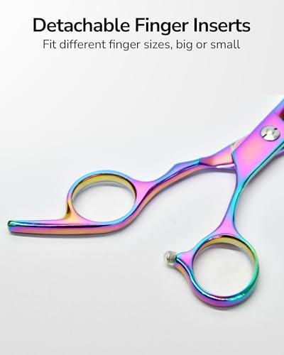 Image of ULG Professional Hair Scissors Kit Right-Hand Razor Edge Barber Scissors Salon Hair Cutting Shears Made of Japanese Stainless Steel, Hand Sharpened 6.5 inch Rainbow