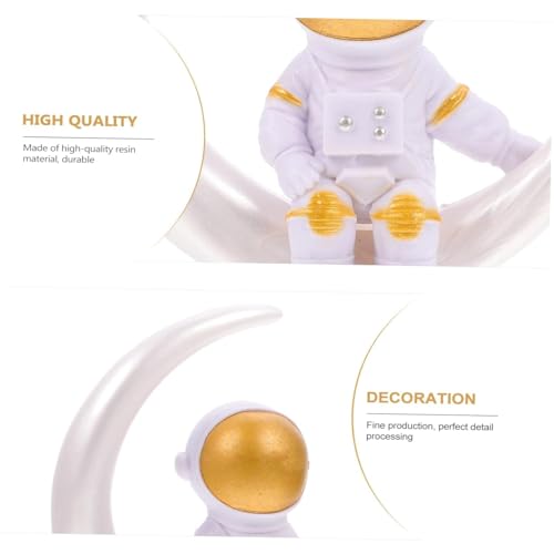 Image of YOURKARTS.COM Astronaut Dashboard Figure - Decorative Space-Themed Showpiece for Car Interior, Office Desk, Study Table & Home Decor | Astronaut Sitting on Moon Ornament | Premium Gift Item