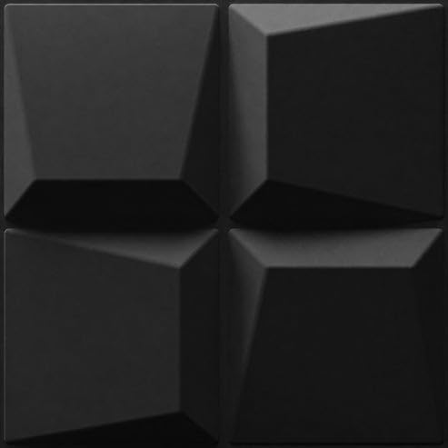 Image of Kayra Decor 3D PVC Wall Panels for Bedroom & Living Room | Cube Design | Black Color | 19.7 x 19.7 Inch | Pack of 12 | 32.28 Sq Ft