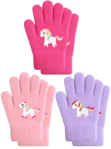 Image of EBOOT 3 Pairs Winter Kids Gloves Warm | Toddler Gloves for Boys Girls Outdoor, Full Finger Fluffy Soft Mittens for 1-11 Years Children, Multiple Colors