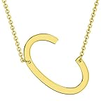 Ouslier Collar con colgante de letra inicial grande de acero inoxidable chapado en oro de 18 quilates, regalo personalizado para mujeres y niñas, acero inoxidable, sin piedras preciosas