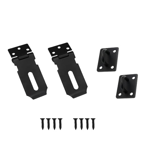 Image of HLMOptimo Stainless Steel Hasp Lock Latch - 3 Inch Matte Black Door Lock with Screws - 2 Pack (2 & 3 Inch)