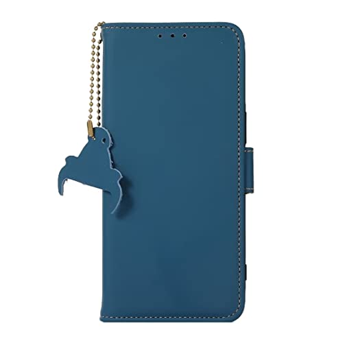 Coque iPhone 14 cuir bleu avec porte-carte anti-RFID et fermeture magnétique chic
