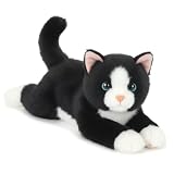 18 Inch Cat Stuffed Animals,Realistic Plush Throw Pillow,Soft Kawaii Kitty Plush Toy Gift for Kids Boys Girls (Black)