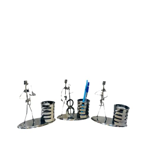 Image of AUGEN Metal Pen Stand Decorative Design Stationery Holder | Gift Item | Table Top Decor (7469C1-A)(14CM)