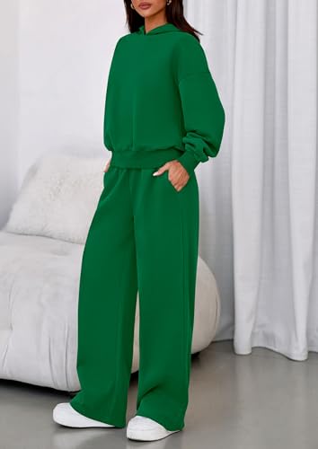 Image of PRETTYGARDEN Womens Sweatsuits 2 Piece Set 2026 Casual Winter Long Sleeve Hoodie Loose Wide Leg Sweatpants Fall Tracksuit