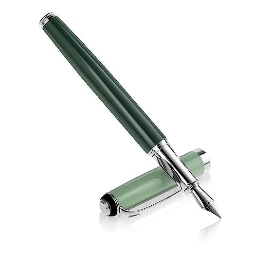 Cobee® Pluma estilográfica de metal, punta extra de 0.5 mm, pluma estilográfica de caligrafía, escritura suave, bolígrafo de negocios para hombres y mujeres, diario, escuela, oficina, regalo (verde)