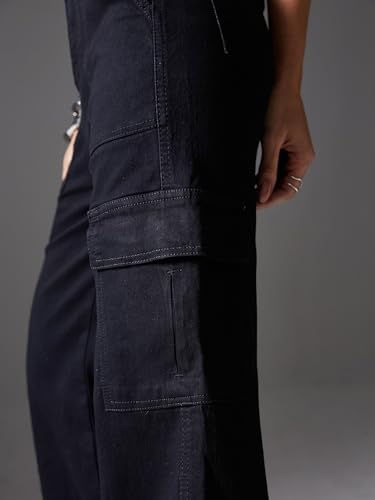 Image of Miss Chase Women's Skinny High Rise Cropped Length Fringe Detailing Stretchable Denim Jeans