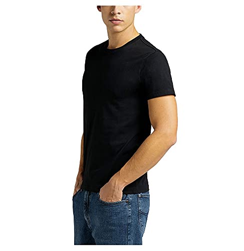 Lee Twin Pack Crew, Camisetas para Hombre, Negro, M