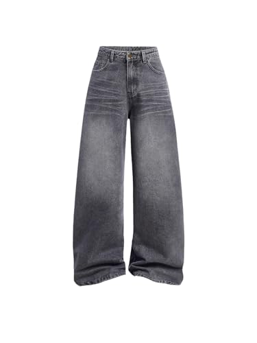 GORGLITTER Girl's Baggy Jeans Vintage High Waisted Wide Leg Denim Pants with Pockets