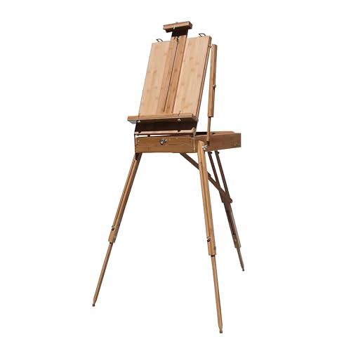Art Alternatives Bamboo Sonoma Sketch Box Easel - Assembled Field Easel w/Storage, Removable Palette, Shoulder Strap - 28.5' W x 45' D x 71' H