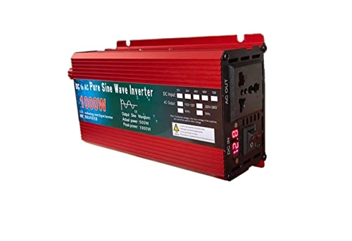 Inversor de Corriente, Inversor 12V 220V 1000W 2000W 3000W DC 24V 48V 60V a AC convertidor de voltaje de onda sinusoidal pura potencia coche Micro inversor DIY(1000W,12V)