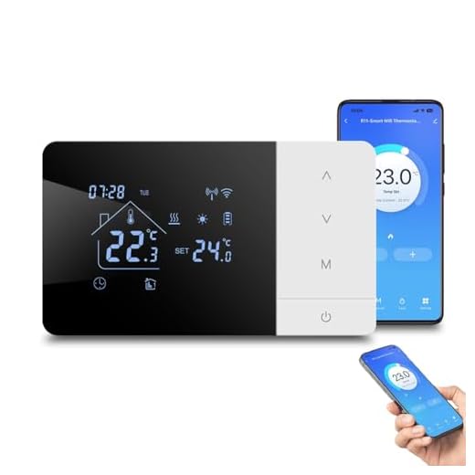 Termostato intelligente WiFi,per app Tuya Regolatore di temperatura programmabile per caldaie a gas,compatibile con controllo vocale Alexa,con blocco bambini,intelligente Termostato Ambiente da Parete