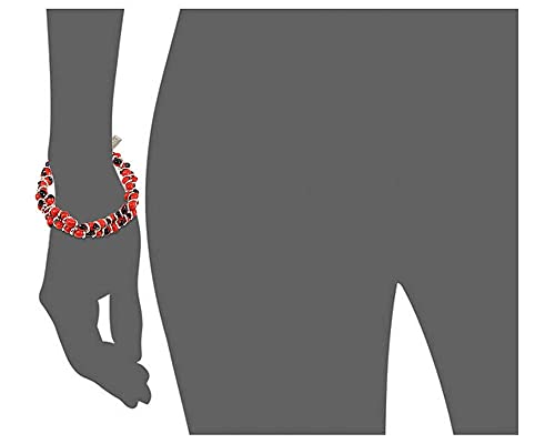Image of EVELYN BROOKS Classic Stretchy Silver Adjustable Beaded Bracelet for Women 6.5 inch - 7.5 inch w /Meaningful Good Luck Huayruro Seeds Beads - Great Gifts for Mom, Daughter, Sister, Aunt, Girlfriend
