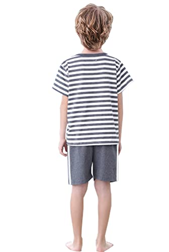 BYX SweetLeisure Big Boys Pajamas Set Soft Cotton Striped Tops with Shorts Pants Kids 8-16 Years3