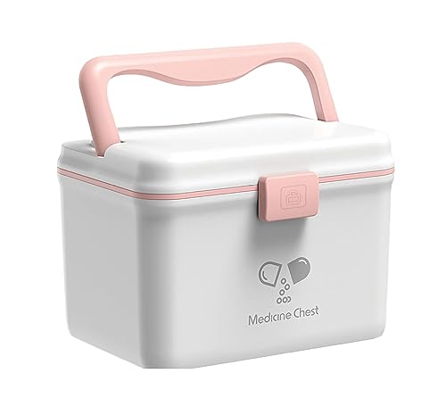 TUKA-i-AKUT 14,6L Caja de Medicamentos 2 Capas, Portátil Botiquín Medicinal con Asa de Transporte, Organizador de Primeros Auxilios, Caja de Botiquines Caseros, Hogar al Aire Libre TKD6402-XL Blanco