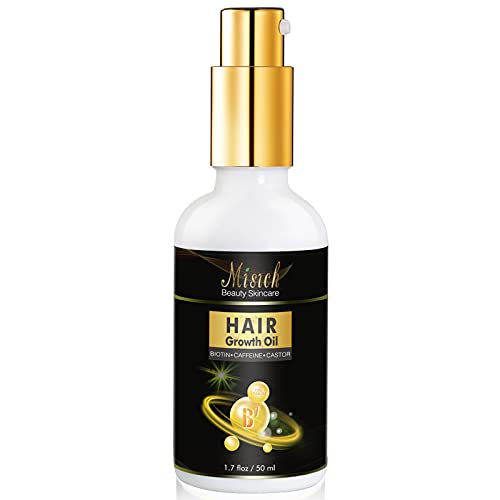 MISICH Hair Growth Serum, Natural Hair Regrowth Oil with Caffeine and Biotin, Anti Hair Loss and Hair Growth Essential Oil for Men Women Stronger, Thicker, Longer Hair (1.7oz)
