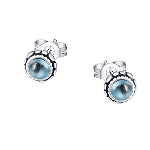 Pendientes de topacio azul natural en plata de ley 925 con brillo elegante para niña