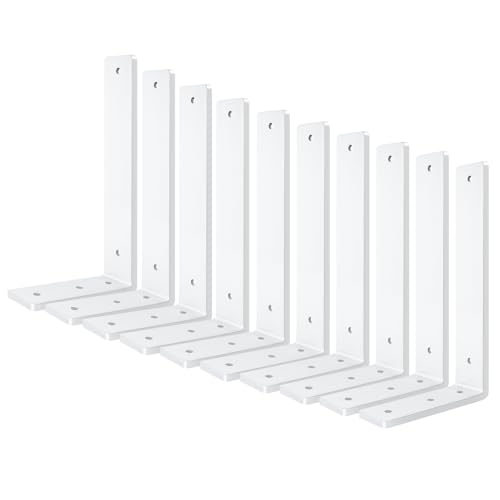 White Floating Shelf Bracket 12 Inch, 10 Pack Heavy Duty Shelf Brackets, Black Wall Shelf Bracket for DIY Decorative with Mounting Hardware by Aunulahca - Used condition - US$58.30