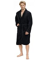 NY Threads Bademantel Herren Flauschig Fleece Kuschelig weich Schalkragen Morgenmantel fur männer, Mittel, Schwarz