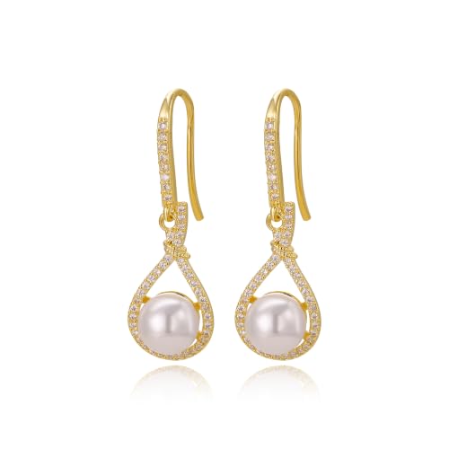Boucles d'oreilles perles plaqué or 14k pendantes chic et élégantes
