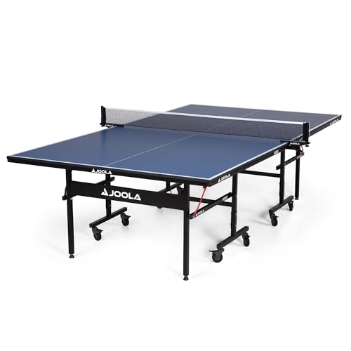JOOLA Inside Professional MDF Indoor Ping Pong Table with Quick Clamp Table Tennis Net and Post Set - 10 Minute Easy Assembly - Tournament Quality - Foldable with Single Player Playback Mode