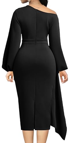 Image of Oxgmoky Women's Elegant Dresses Work Business Dress Bodycon Long Sleeve Pencil Dress