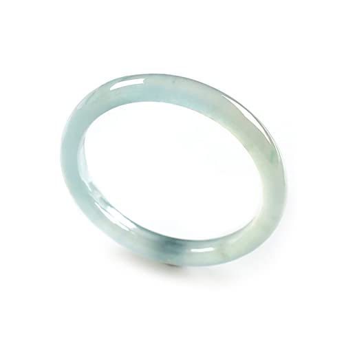BJIMIDTI Natural Jade Ring for Women (Size 9) - Light Green Jade Stone Skinny Band Ring - Simple Gemstone Jewelry Gift