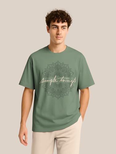 Image of BULLMER Trendy Half Sleeve Oversized Cotton Blend Crew Neck Tshirt for Men - Pack of 2