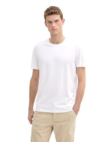 TOM TAILOR Herren Basic T-Shirt im Doppelpack 1008638, 20000 - White, L – Ansicht 5